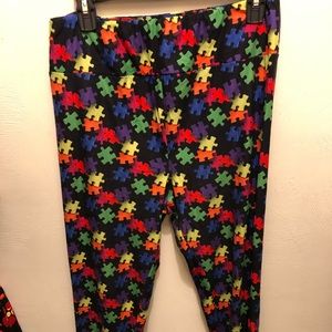 Puzzle piece autism awareness leggings